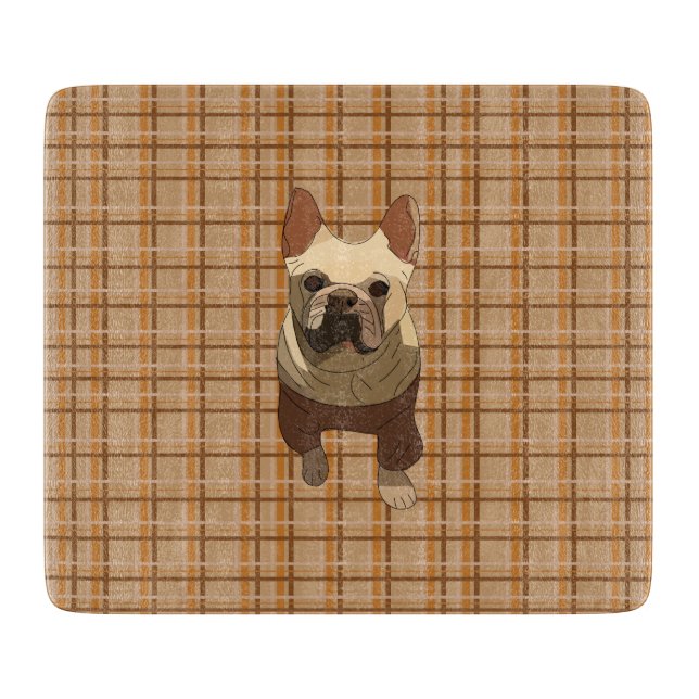 Tabla De Cortar Fall Plaid French Bulldog (Anverso)