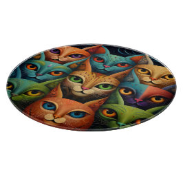 Tabla De Cortar Familia Artsy Colorful Cat 2 modo Selfie