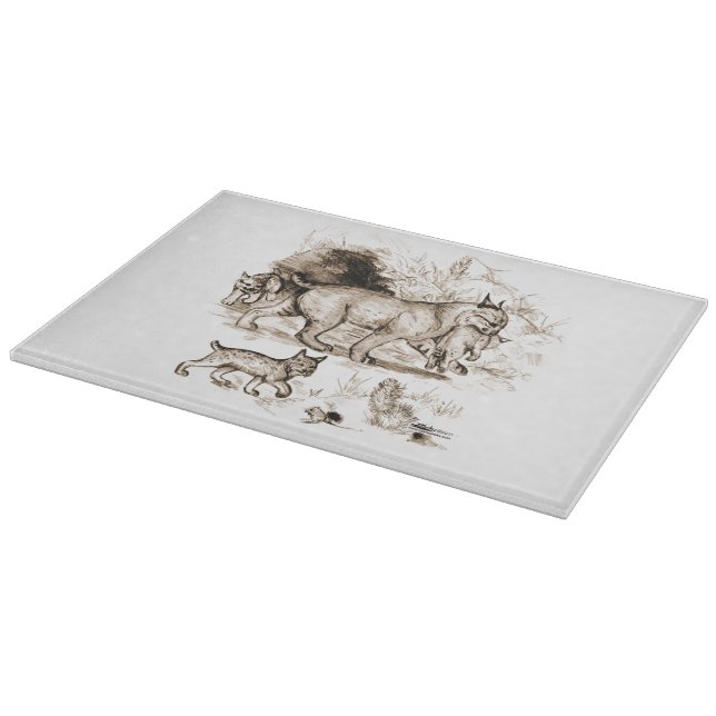 Tabla De Cortar Familia Bobcat (Borde)