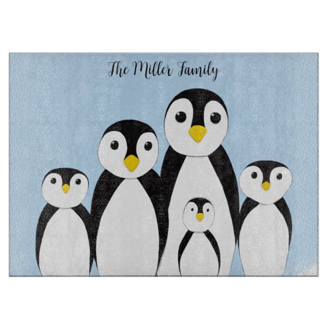 Tabla De Cortar Familia Cute Penguin (Anverso)