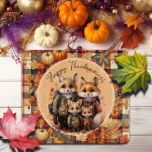 Familia de zorros felices bromas de calabazas de A