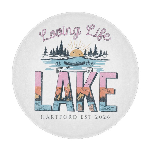 Tabla De Cortar Familia Personalizado Lake House (Anverso)