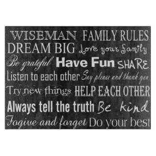 Tabla De Cortar Family Rules Apellido Persona Tablero De Corte De 