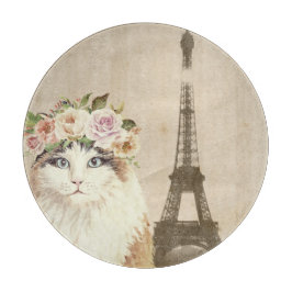 Tabla De Cortar Fancy Cat & Eiffel Tower