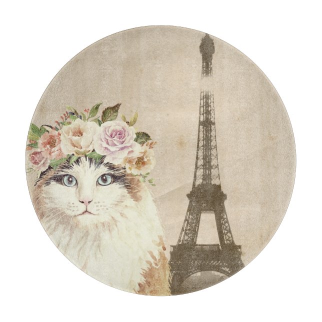 Tabla De Cortar Fancy Cat & Eiffel Tower (Anverso)