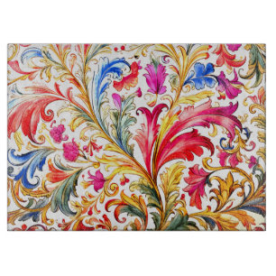 Tabla De Cortar Fancy Florentine Design Watercolor Leaves