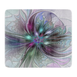 Tabla De Cortar Fantasía colorida Resumen Flor Fractal Moderna