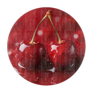 Tabla De Cortar Fantasia de Cerezas Rojas con Sirope Brillante