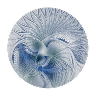 Tabla De Cortar Fantasía dinámica abstracta tonos azules arte frac