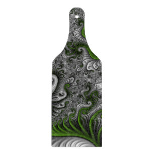Tabla De Cortar Fantasía Mundo Arte Fractal Verde Y Gris Resumen