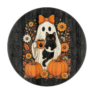 Tabla De Cortar Fantasma de Halloween Groovy sosteniendo Floral de