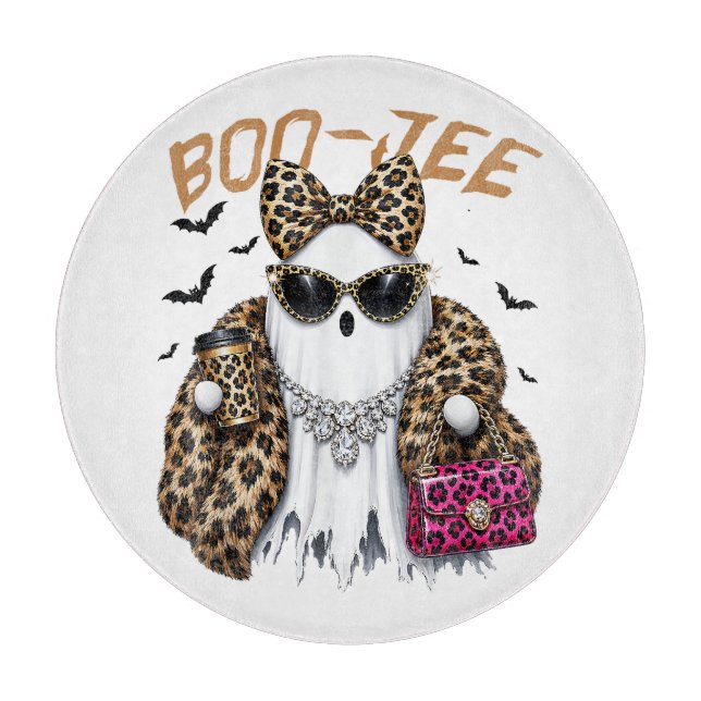 Tabla De Cortar Fantasma Leopardo Coquette Boo-JEE Halloween (Anverso)