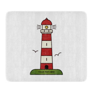 Tabla De Cortar Faro de la torre de vigilancia marítima roja y bla