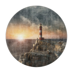 Tabla De Cortar Faros   Faro rojo y blanco