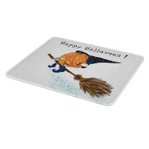 Tabla De Cortar Felices Calabaza de Brujas de Halloween volando co