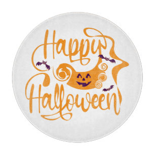Tabla De Cortar Felices murciélagos de Halloween jack o lantern