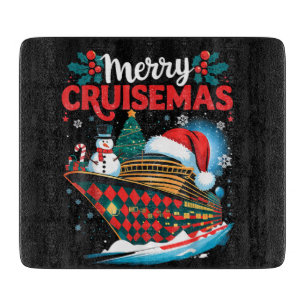 Tabla De Cortar Feliz Crucero de Navidad Divertida Familia Navidad