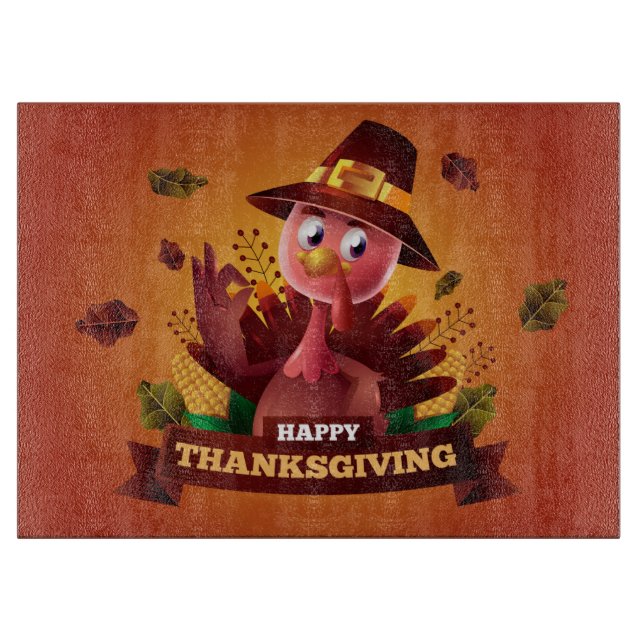 Tabla De Cortar Feliz Día de Acción de Gracias Turquía (Anverso)