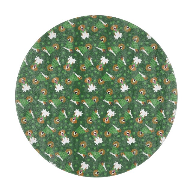 Tabla De Cortar Feliz Día de San Patrón Perros Beagle (Anverso)