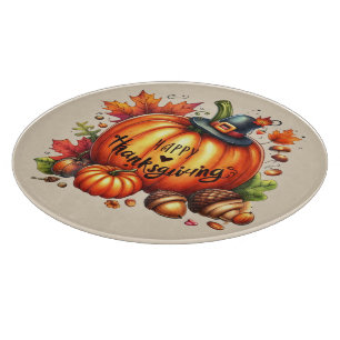 Tabla De Cortar Feliz feriado de calabaza de Acción de Gracias