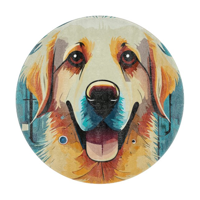 Tabla De Cortar Feliz Golden Retriever (Anverso)