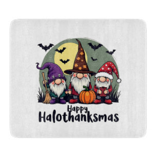Tabla De Cortar Feliz Hallothanksmas Navidad Gnomes de Halloween