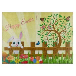 Tabla De Cortar Feliz ilustracion de conejo de Pascua