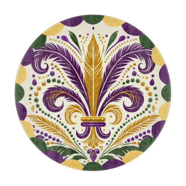 Tabla De Cortar Feliz Mardi Gras fleur-de-lis (Anverso)