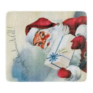 Tabla De Cortar Feliz Navidad a todos (Papá Noel Vintage)