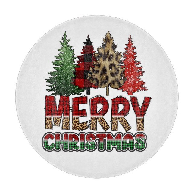 Tabla De Cortar Feliz Navidad Árboles (Anverso)