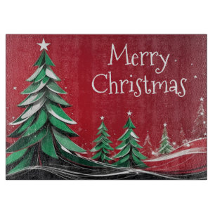 Tabla De Cortar Feliz Navidad, árboles de Navidad