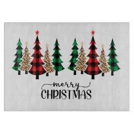 Tabla De Cortar Feliz Navidad Árboles verdes rojos de felpa