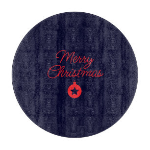 Tabla De Cortar Feliz Navidad Black Rock Azul Clásico Único