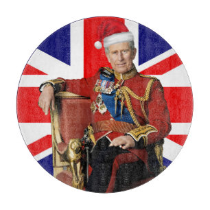 Tabla De Cortar Feliz Navidad británica Rey Carlos III