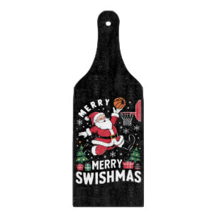 Tabla De Cortar Feliz Navidad con Swishmas Santa jugando baloncest