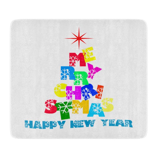 Tabla De Cortar Feliz Navidad Feliz Año Nuevo (Anverso)