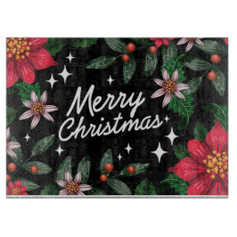 Tabla De Cortar Feliz Navidad Floral