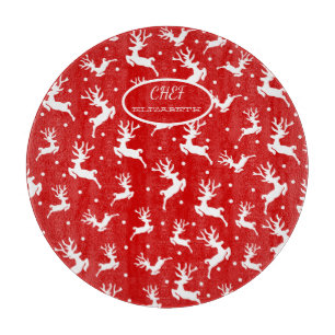 Tabla De Cortar Feliz Navidad Renos Rojo Fiesta