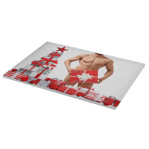 Tabla De Cortar Feliz Navidad SlipperyJoe regalo rojo blanco plate