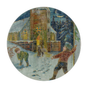 Tabla De Cortar Feliz Navidad - Tarjeta postal vintage de pelea de