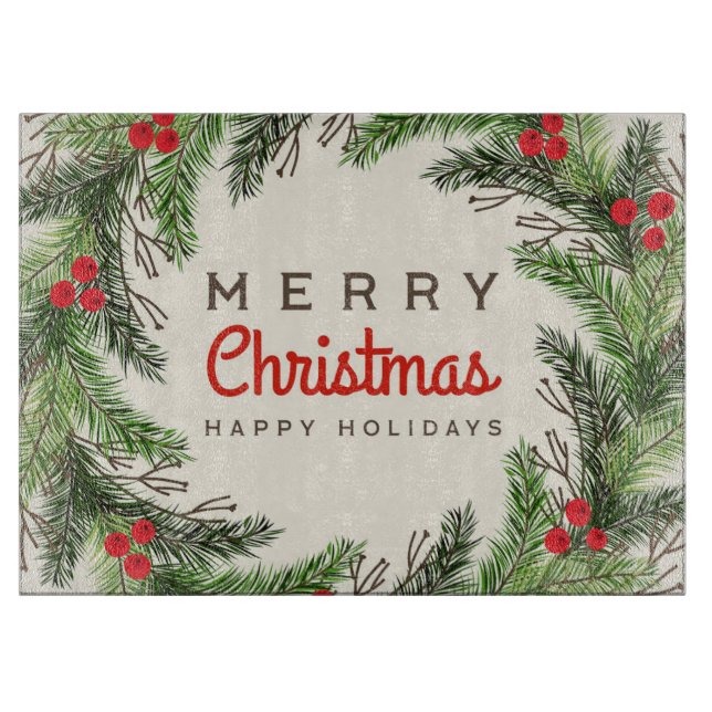 Tabla De Cortar Feliz Navidad y feliz feriado (Anverso)