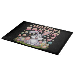 Tabla De Cortar Feliz Pascua 2025  Huevos Conejo Conejito Lindo