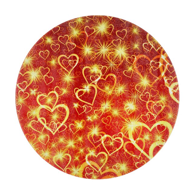 Tabla De Cortar Feliz patrón de formas del corazón del día de San  (Anverso)