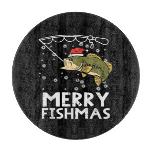 Tabla De Cortar Feliz Pescado de Navidad Pesca de Navidad