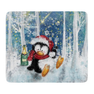 Tabla De Cortar Feliz Pingüino - Navidades