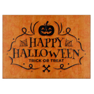 Tabla De Cortar Feliz truco de Halloween o trata la tipografía