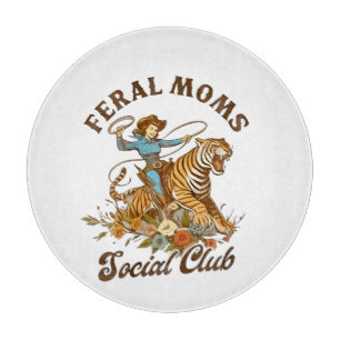 Tabla De Cortar Feral Mom Social Club Funny Retro Boho Cowgirl