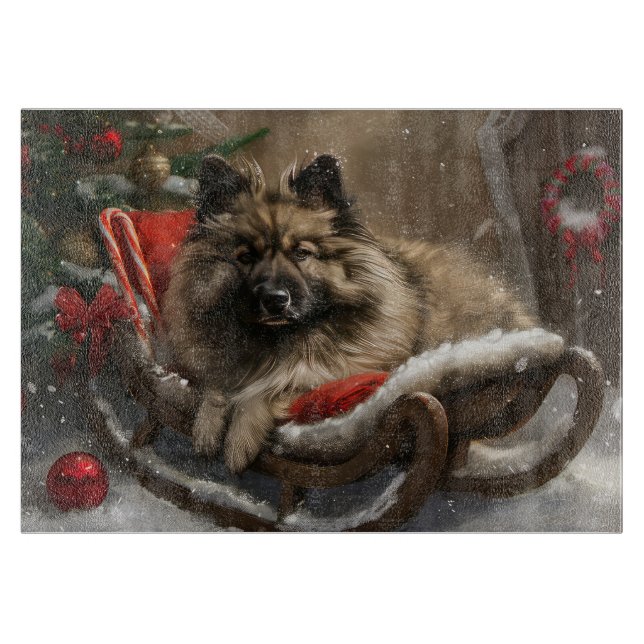 Tabla De Cortar Festival de Navidades de perro de keeshond (Anverso)
