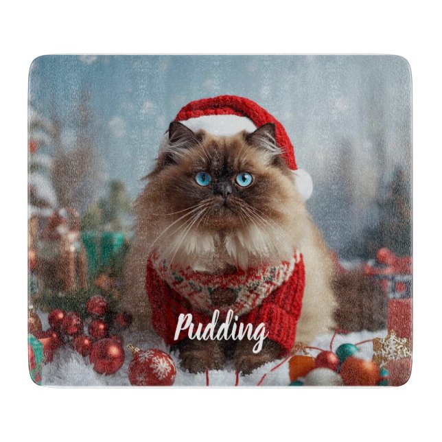 Tabla De Cortar Festive Ragdoll Cat Christmas Personalized  (Anverso)