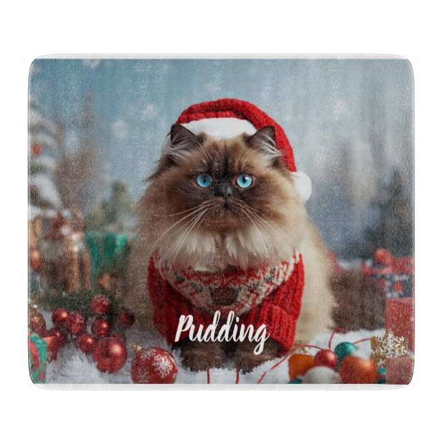 Tabla De Cortar Festive Ragdoll Cat Christmas Personalized  (Anverso)
